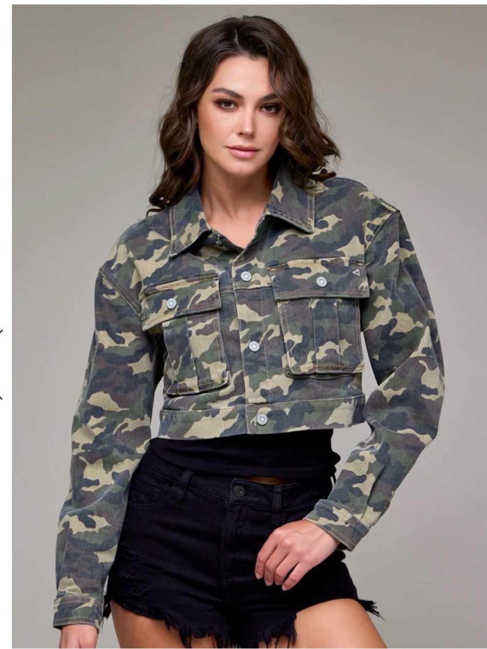 HIDDEN Jeans Camo Cropped Cargo Jacket with a camouflage print